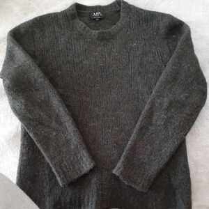 A.P.C. Men's Charcoal Crewneck Sweater
